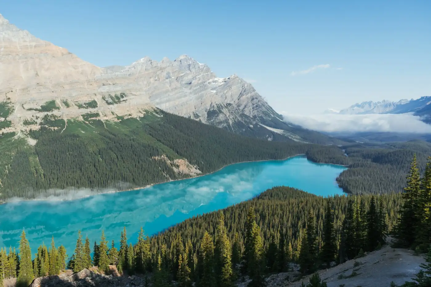 Snow capped mountains in Banff, Canada, a popular destination for Australian newcomers