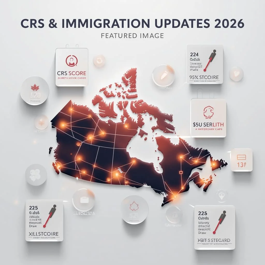 Canada map with CRS score trends and Express Entry immigration updates