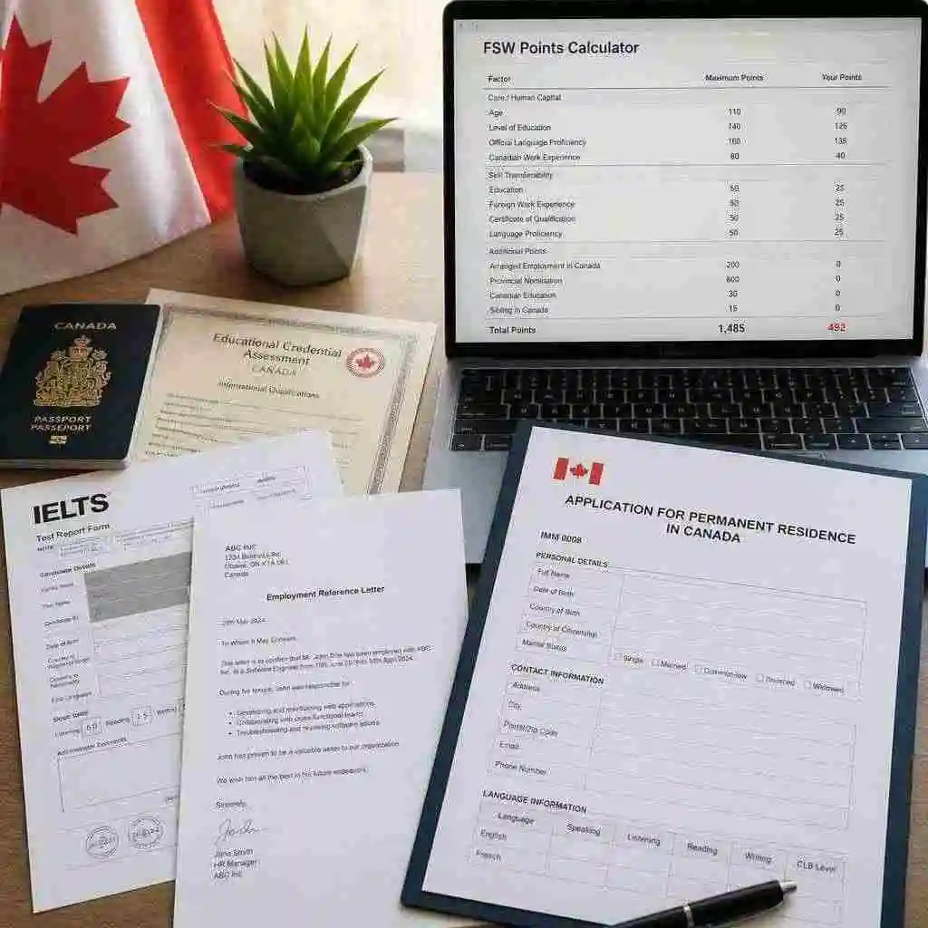 FSW Points Calculator with Canadian immigration documents
