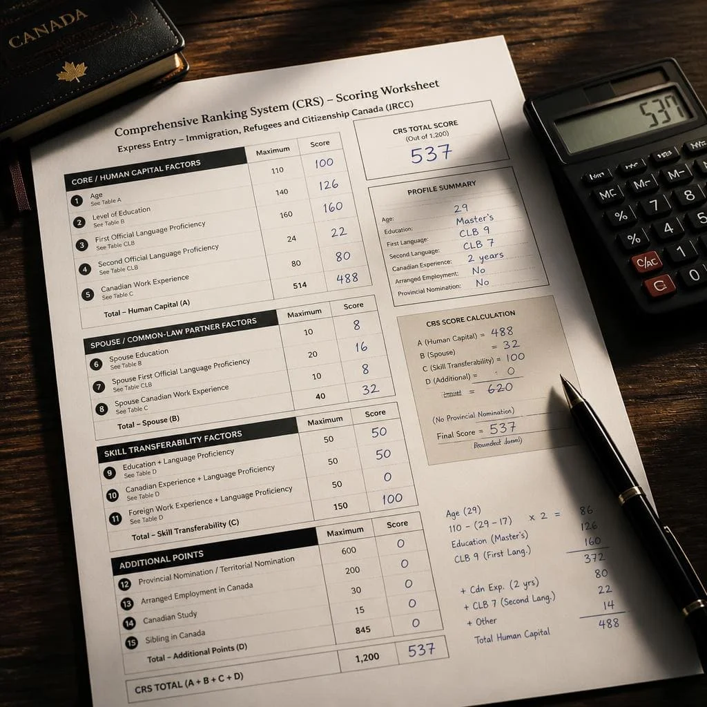 How We Calculate Your Score using detailed CRS point calculations