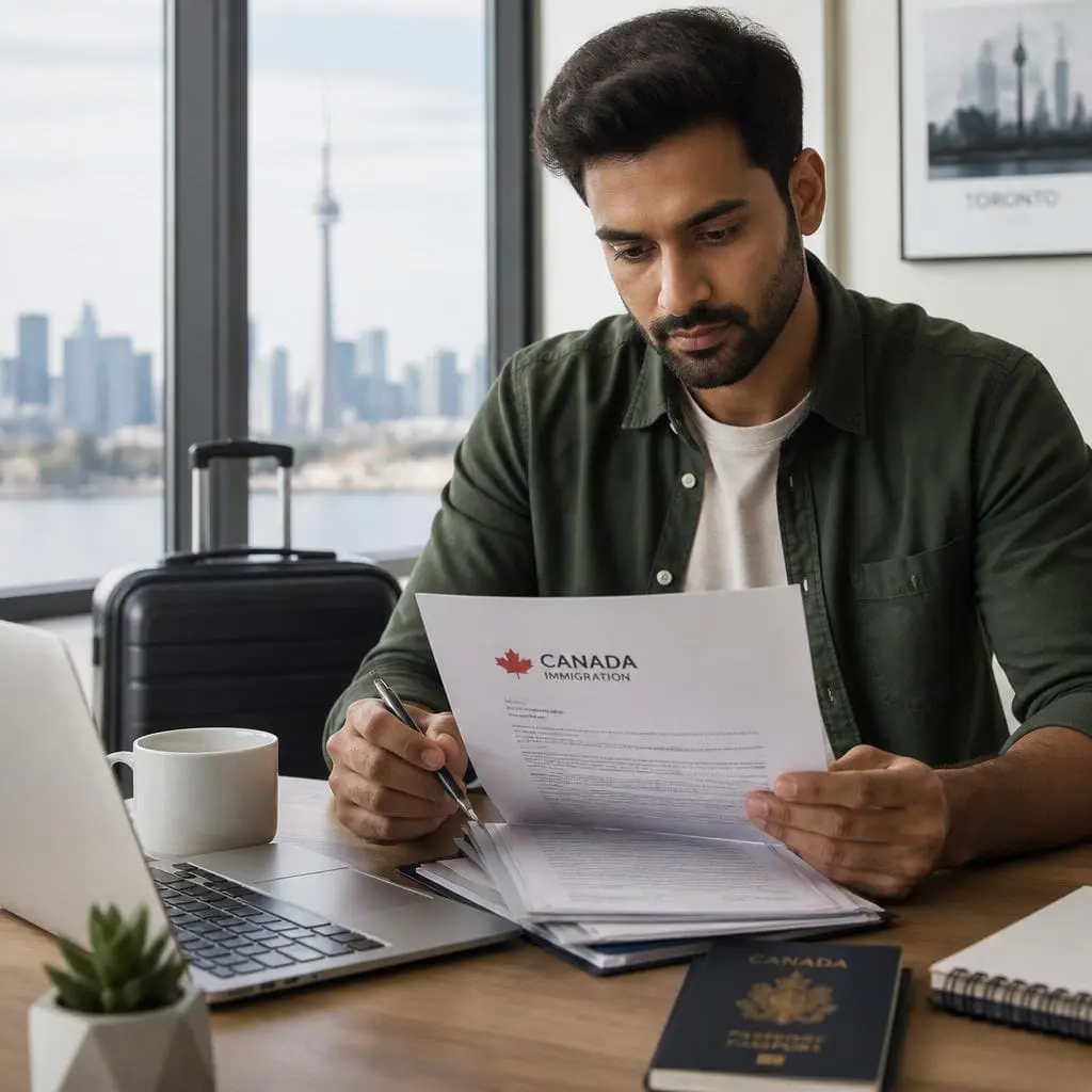 Moving to Canada with immigration documents, passport, and relocation plans
