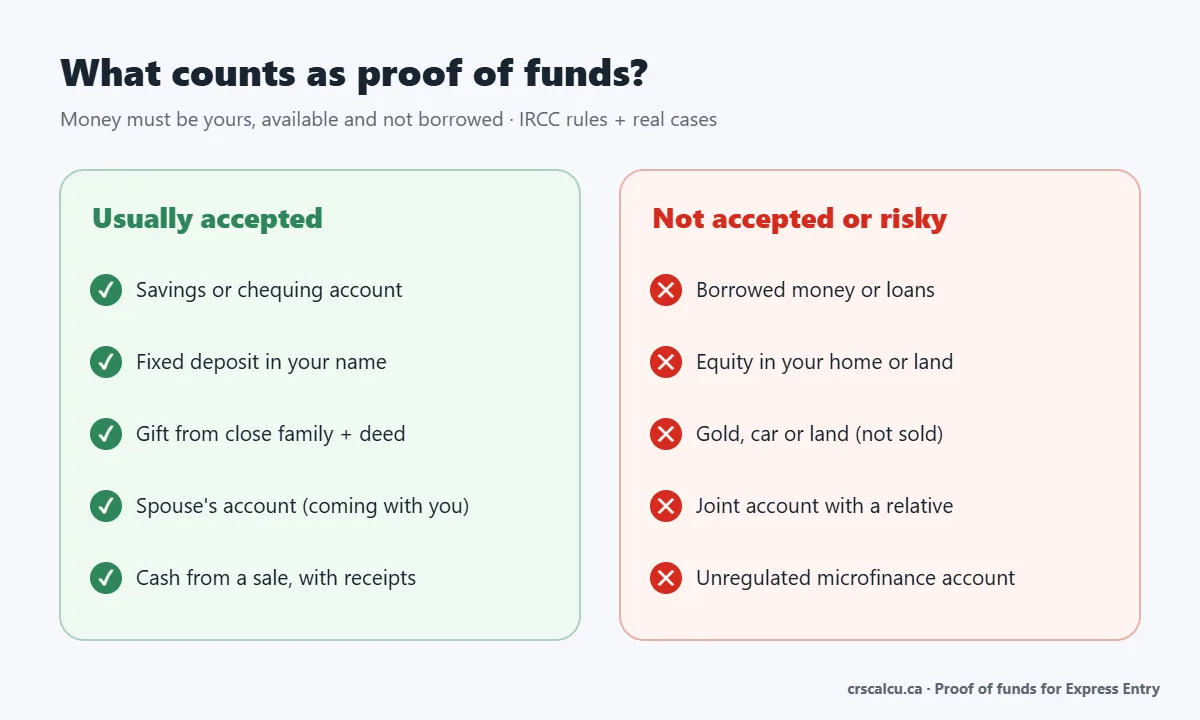 What counts and what does not count as proof of funds for Express Entry